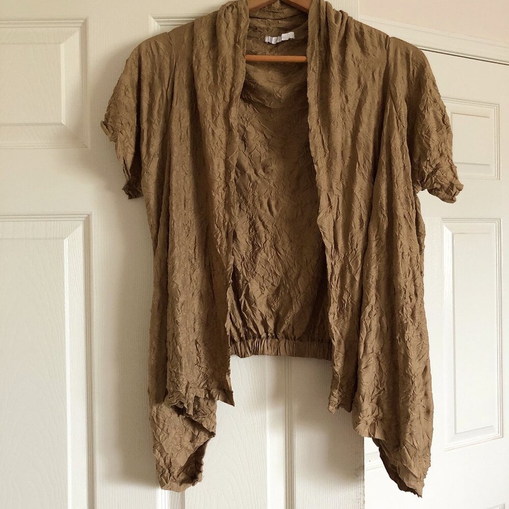 Open Front Crinkled Layering Top